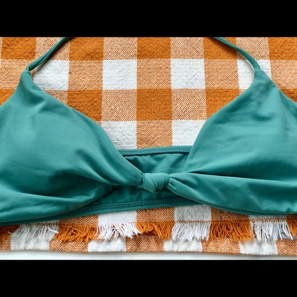NWT L.A. Hearts PacSun Bikini Halter Top Knotted Twist Front Teal / Turquoise M - Picture 7 of 9